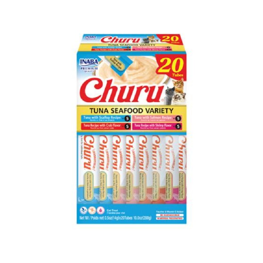 Pamlsok Inaba Churu cat Tuniak s morskými plodami 4 príchute 20 túb 280 g